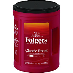 Folgers Classic Roast Ground Coffee, 40.3 oz Canister, 6/Carton (30419)