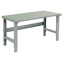 Global Industrial Standard Duty Steel Top Adjustable Height Workbench, 2,000 lbs, 60 x 30 x 30.88 to 36.88, Gray (183152)