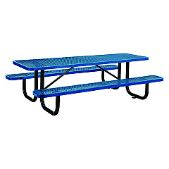 Global Industrial Expanded Steel Picnic Table, Rectangular, 96 x 62 x 29.5, Blue Top, Blue Base/Legs (277153BL)