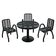 Global Industrial Outdoor Dining Set, Round, 36" dia x 29"h, Black Top, Black Base/Legs (348122BK)