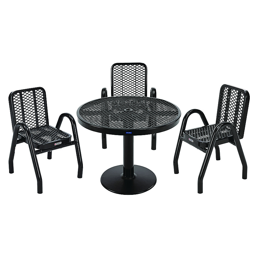Global Industrial Outdoor Dining Set, Round, 36" dia x 29"h, Black Top, Black Base/Legs (348122BK)