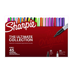 Sharpie Permanent Markers Ultimate Collection, Assorted Tip Sizes/Assorted Tip Types, Assorted Colors, 45/Pack (2199818)