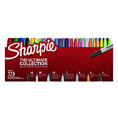 Sharpie Permanent Markers Ultimate Collection, Assorted Tip Sizes/Types, Assorted Colors, 115/Pack (2199819)