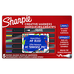 Sharpie Creative Markers, Fine Brush Tip, Assorted Colors, 5/Pack (2196904)
