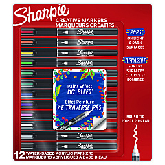 Sharpie Creative Markers, Fine Brush Tip, Assorted Colors, 12/Pack (2196907)