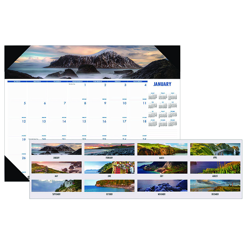 House of Doolittle Earthscapes Recycled Monthly Desk Pad Calendar, Coastlines Photos, 18.5 x 13, Black Binding/Corners,12-Month (Jan-Dec): 2023 (1786)