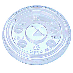 Fabri-Kal Kal-Clear/Nexclear Drink Cup Lids, Flat Lid w/X-Style Straw Slot and Flavor Buttons, Fits 9-10 oz Cold Cups, Clear, 2,500/CT (LKC910)