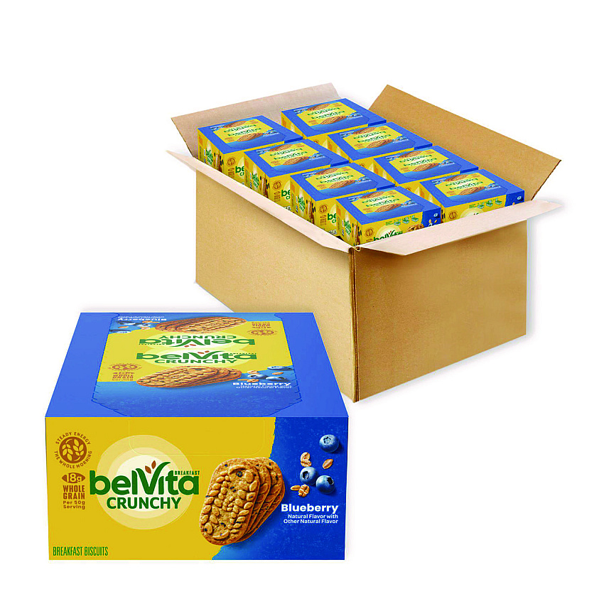 Nabisco belVita Breakfast Biscuits, 1.76 oz Pack, Blueberry, 64/Carton (02908)
