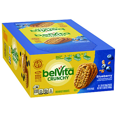 Nabisco belVita Breakfast Biscuits, Blueberry, 1.76 oz Pack (02908BX)
