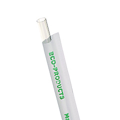 Eco-Products Clear Wrapped Straw, 7.75", PLA, 400/Pack, 24 Packs/Carton (EPST770)