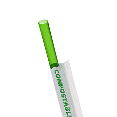 Eco-Products Wrapped Straw, 7.75", Green, Plastic, 9,600/Carton (EPST772)