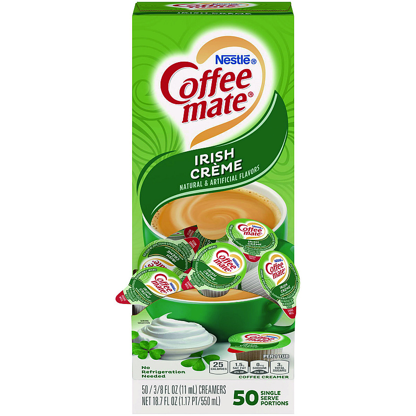Coffee-mate Liquid Coffee Creamer, Irish Creme, 0.38 oz Mini Cups, 50/Box (35112)