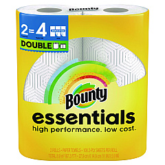 Bounty Essentials Select-A-Size Kitchen Roll Paper Towels, 2-Ply, White, 108 Sheets/Roll, 2/Pack, 8 Packs/Carton (14019)