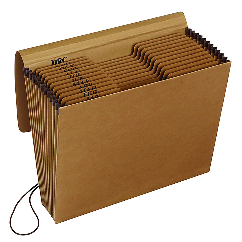 Pendaflex Kraft Indexed Expanding File, 12 Sections, Elastic Cord Closure, 1/12-Cut Tabs, Letter Size, Brown (K17MOX)