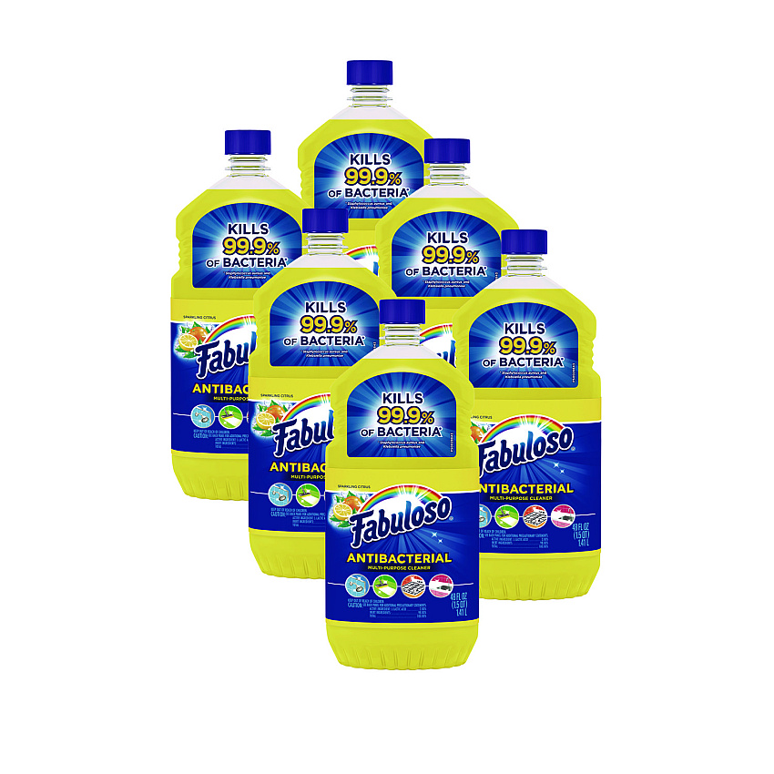 Fabuloso Antibacterial Multi-Purpose Cleaner, Sparkling Citrus Scent, 48 oz Bottle, 6/Carton (98557)