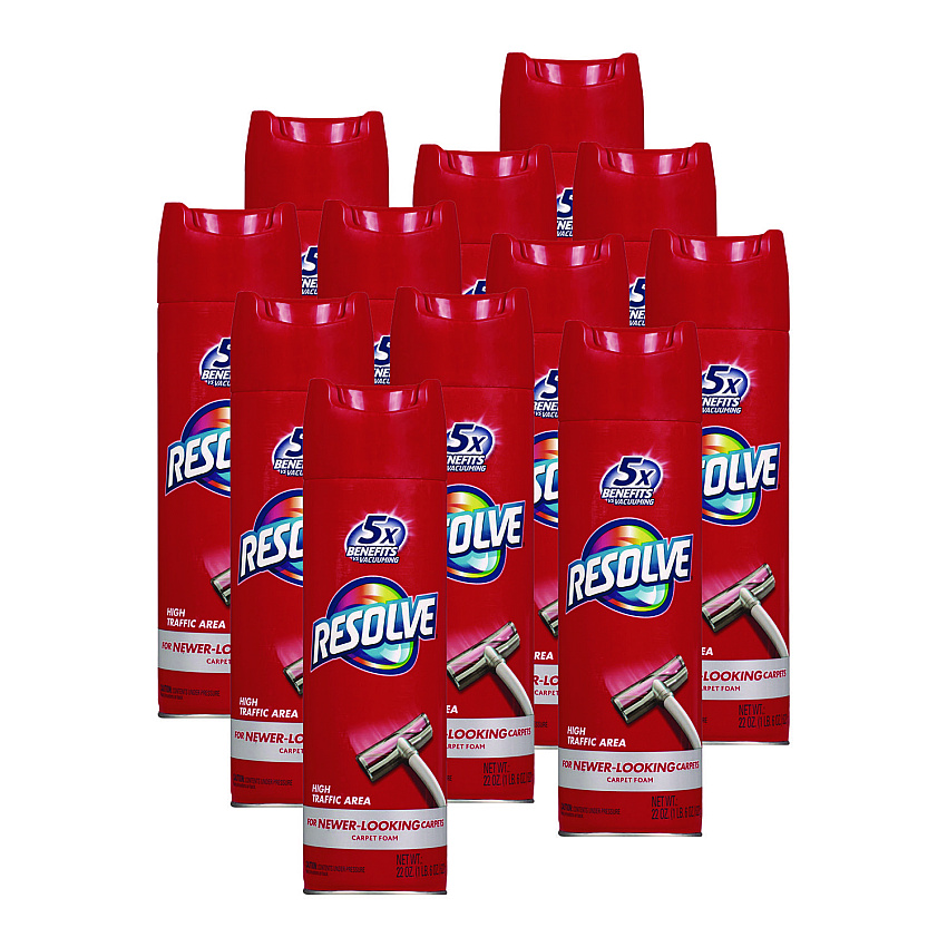 RESOLVE Foam Carpet Cleaner, Foam, 22 oz Aerosol Spray, 12/Carton (00706CT)