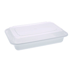 Pactiv Newspring VERSAtainer Microwavable Containers, 8.8 x 6 x 2, White/Clear, Base/Lid Combo, 150/Carton (NC868)