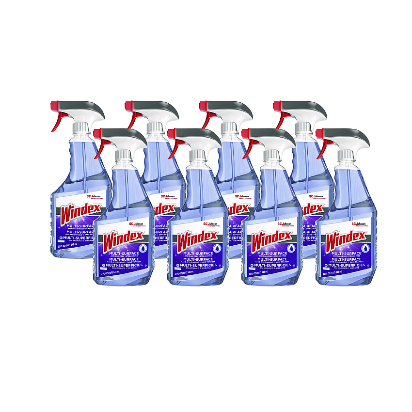 Windex Non-Ammoniated Glass/Multi Surface Cleaner, Fresh Scent, 32 oz Bottle, 8/Carton (322381)
