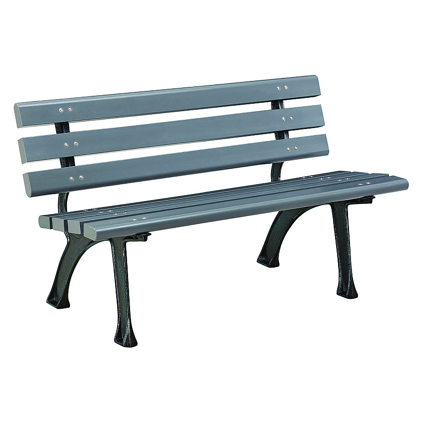 Global Industrial Recycled Plastic Benches with Back, 48 x 23 x 28, Gray (240125GY)
