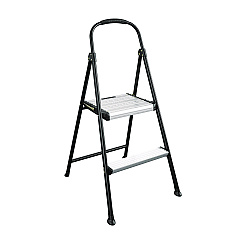 COSCO 2-Step Stepstool, 250 lb Capacity, 19" Working Height, 22.5" Spread, Black/Silver (11325ABK1E)