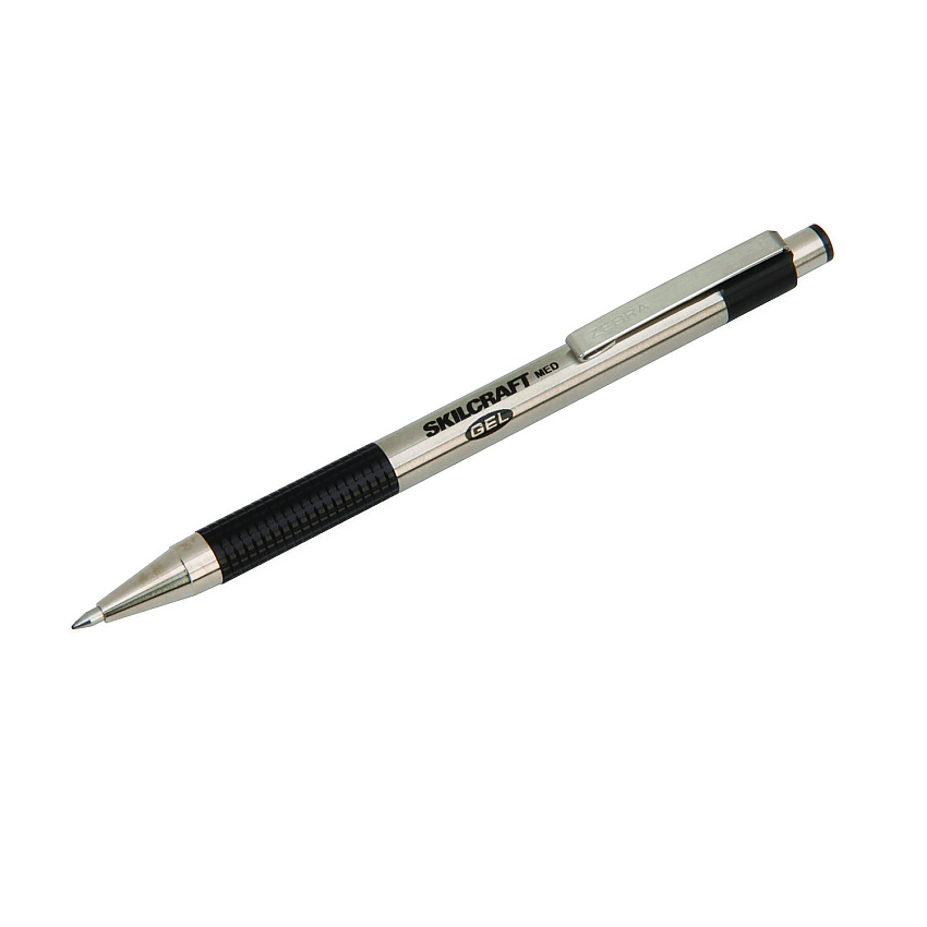 AbilityOne 7520017024609 SKILCRAFT Zebra Gel Pen, Retractable, Medium 0.7 mm, Black Ink, Stainless Steel Barrel, 2/Pack