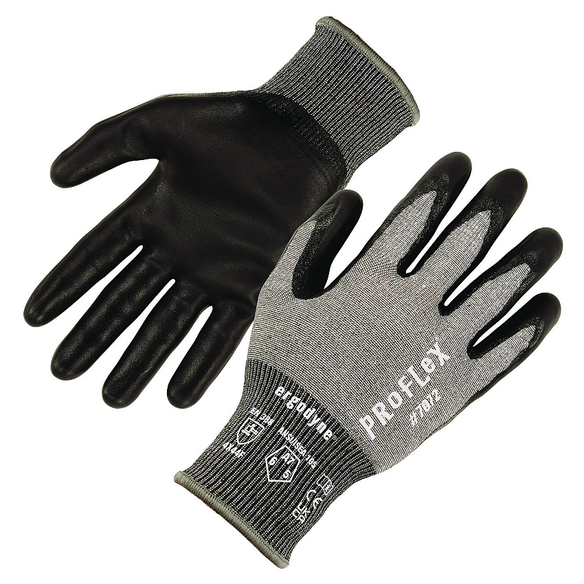 ergodyne ProFlex 7072 ANSI A7 Nitrile-Coated CR Gloves, Gray, X-Small, Pair (10311)
