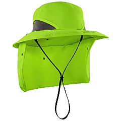 ergodyne Chill-Its 8934 Ranger Hat with Neck Shade, Microfiber/Polyester, Large/X-Large, Lime (12711)