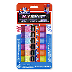 Elmer's Glitter Glue Sticks, Applies Assorted Colors, 0.21 oz, Dries Clear Glitter, 12/Pack (2197116)