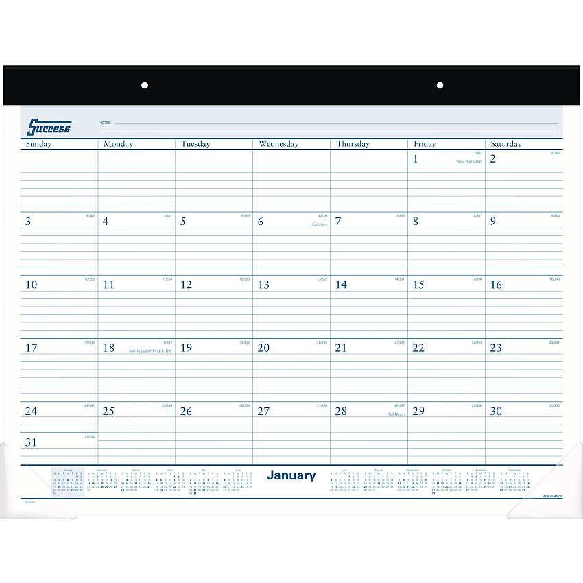 AT-A-GLANCE Desk Pad, 21.75 x 17, White Sheets, Black Binding, Clear Corners, 12-Month (Jan to Dec): 2023 (ST2400)