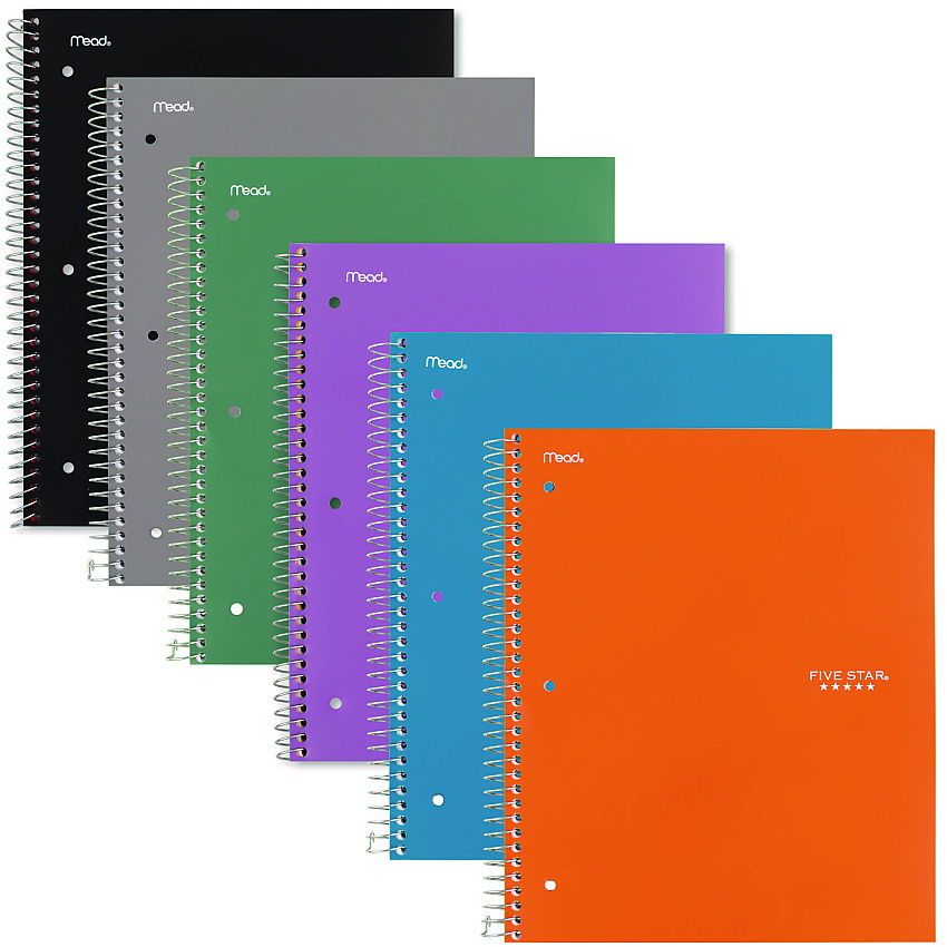 Five Star Wirebound Notebook, 1 Subject, Quadrille Rule, Randomly Assorted Covers, 11 x 8.5, 100 Sheets (06190)