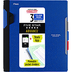 Five Star Advance Wirebound Notebook, 3 Subject, Medium/College Rule, Randomly Assorted Covers, 11 x 8.5, 150 Sheets (06324)