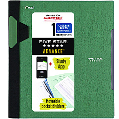 Five Star Advance Wirebound Notebook, 1 Subject, Medium/College Rule, Randomly Assorted Covers, 11 x 8.5, 100 Sheets (06322)