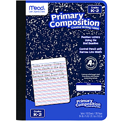 Mead Primary Composition Book, Manuscript Format, Blue/White Cover, (100) 9.75 x 7.5 Sheets (09902)