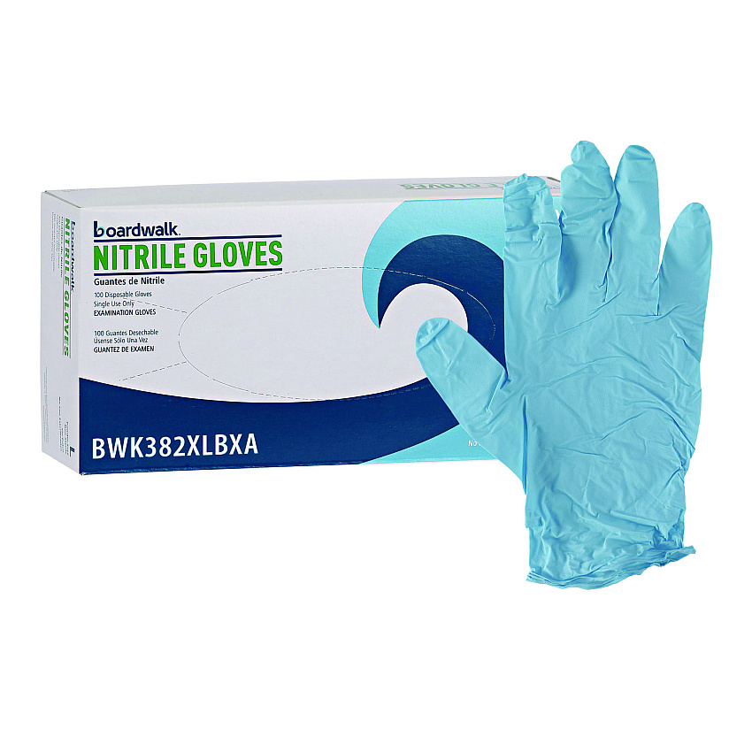 Boardwalk Disposable Examination Nitrile Gloves, X-Large, Blue, 5 mil, 100/Box (BWK382XLBXA)