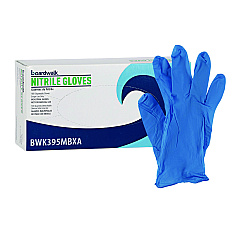 Boardwalk Disposable Powder-Free Nitrile Gloves, Medium, Blue, 5 mil, 100/Box (BWK395MBXA)