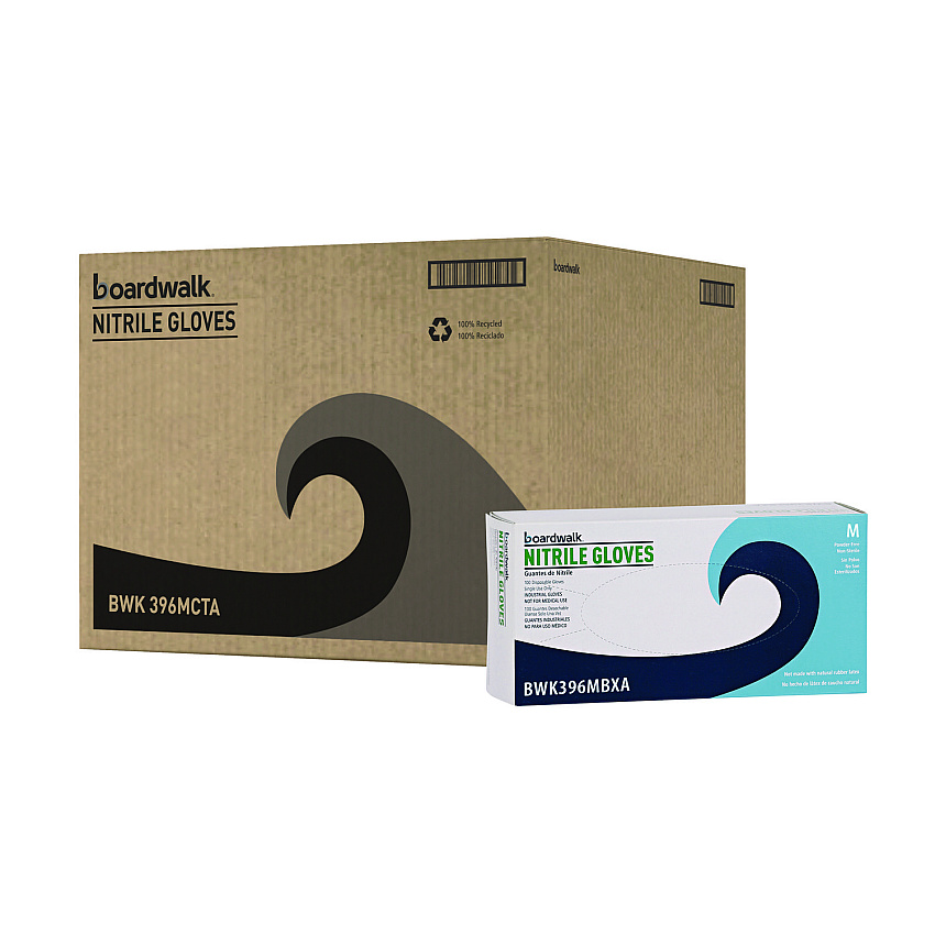 Boardwalk Disposable General-Purpose Powder-Free Nitrile Gloves, Medium, Black, 4.4 mil, 1000/Carton (BWK396MCTA)