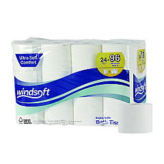 Windsoft Premium Bath Tissue, Septic Safe, 2-Ply, White, 4 x 3.9, 284 Sheets/Roll, 24 Rolls/Carton (WIN24244)