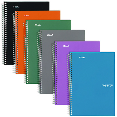 Five Star Wirebound Notebook, 2-Subject, Medium/College Rule, Randomly Assorted Cover Color, (80) 9.6 x 6 Sheets (840029)