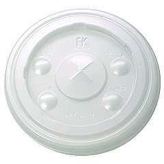 Fabri-Kal Kal-Clear/Nexclear Drink Cup Lids, Flat w/X-Style Straw Slot, Flavor Buttons, Fits 12-14 oz Cold Cups, Translucent, 1,000/CT (LRK1214)