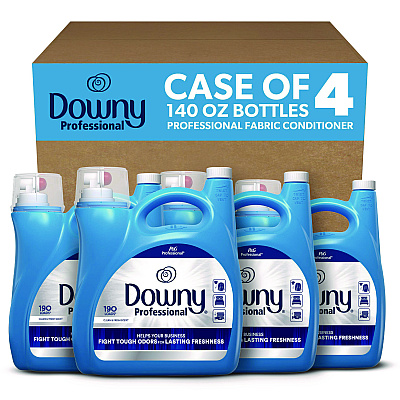 Downy Commercial Liquid Fabric Softener, Clean and Fresh Scent, 140 oz Pour Bottle, 4/Carton (14121)