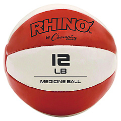 Champion Sports Rhino Leather Medicine Ball, 12 lb, Orange/White (MB11)
