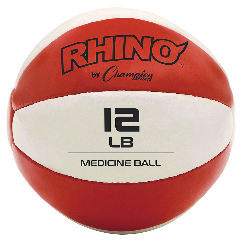 Champion Sports Rhino Leather Medicine Ball, 12 lb, Orange/White (MB11)