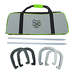 Champion Sports Forged Steel Horseshoe Set, 4 Horseshoes/2 Stakes/Carry Bag/Rules Sheet (CG210)