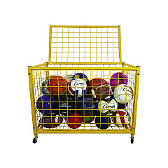 Champion Sports Full Size Lockable Ball Locker, Metal, 132 lb Capacity, 24 x 42 x 29.75, Yellow (LRCL)