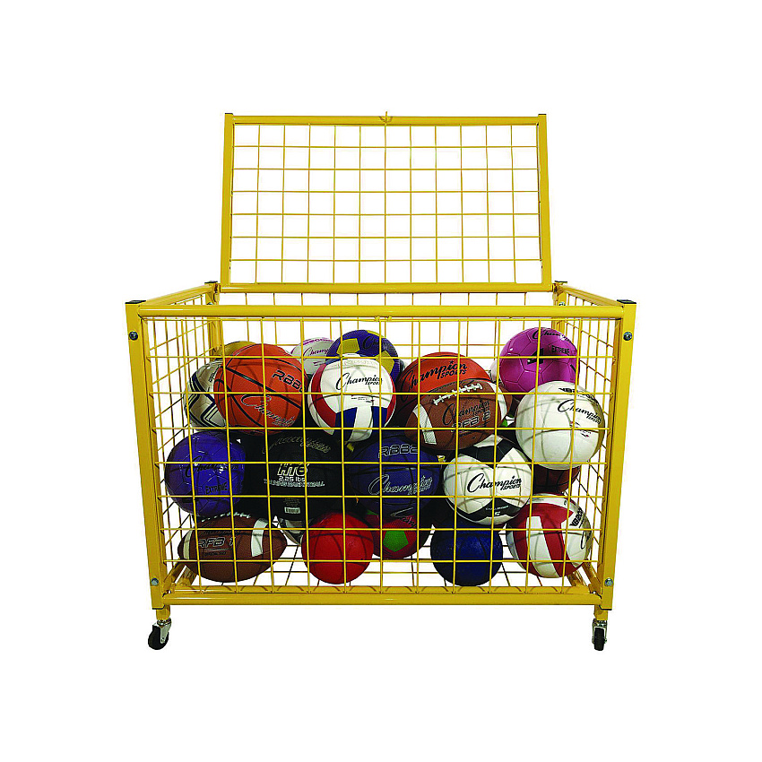 Champion Sports Full Size Lockable Ball Locker, Metal, 132 lb Capacity, 24 x 42 x 29.75, Yellow (LRCL)