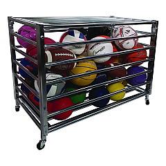 Champion Sports Heavy Duty Lockable Ball Locker, Metal, 132 lb Capacity, 24 x 42 x 30, High-Polish Black (LBCXX)
