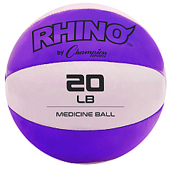 Champion Sports Rhino Leather Medicine Ball, 20 lb, Purple/White (MB19)