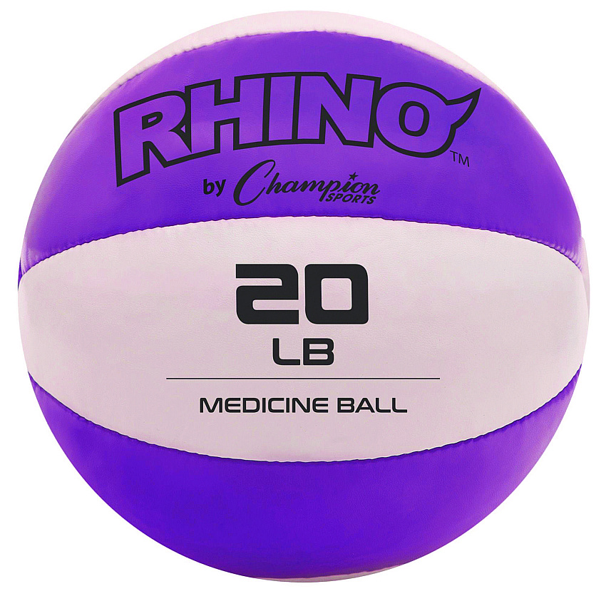 Champion Sports Rhino Leather Medicine Ball, 20 lb, Purple/White (MB19)