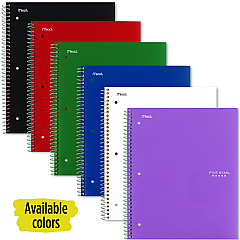 Five Star Wirebound Notebook, 1-Subject, Wide/Legal Rule, Randomly Assorted Cover Color, (100) 10.5 x 9.18 Sheets (05200)