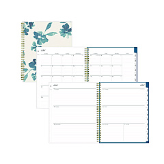 Blue Sky Bakah Blue Academic Year Weekly/Monthly Planner, Floral Artwork, 11 x 8.5, Blue/White Cover, 12-Month (July-June): 2022-2023 (131951)